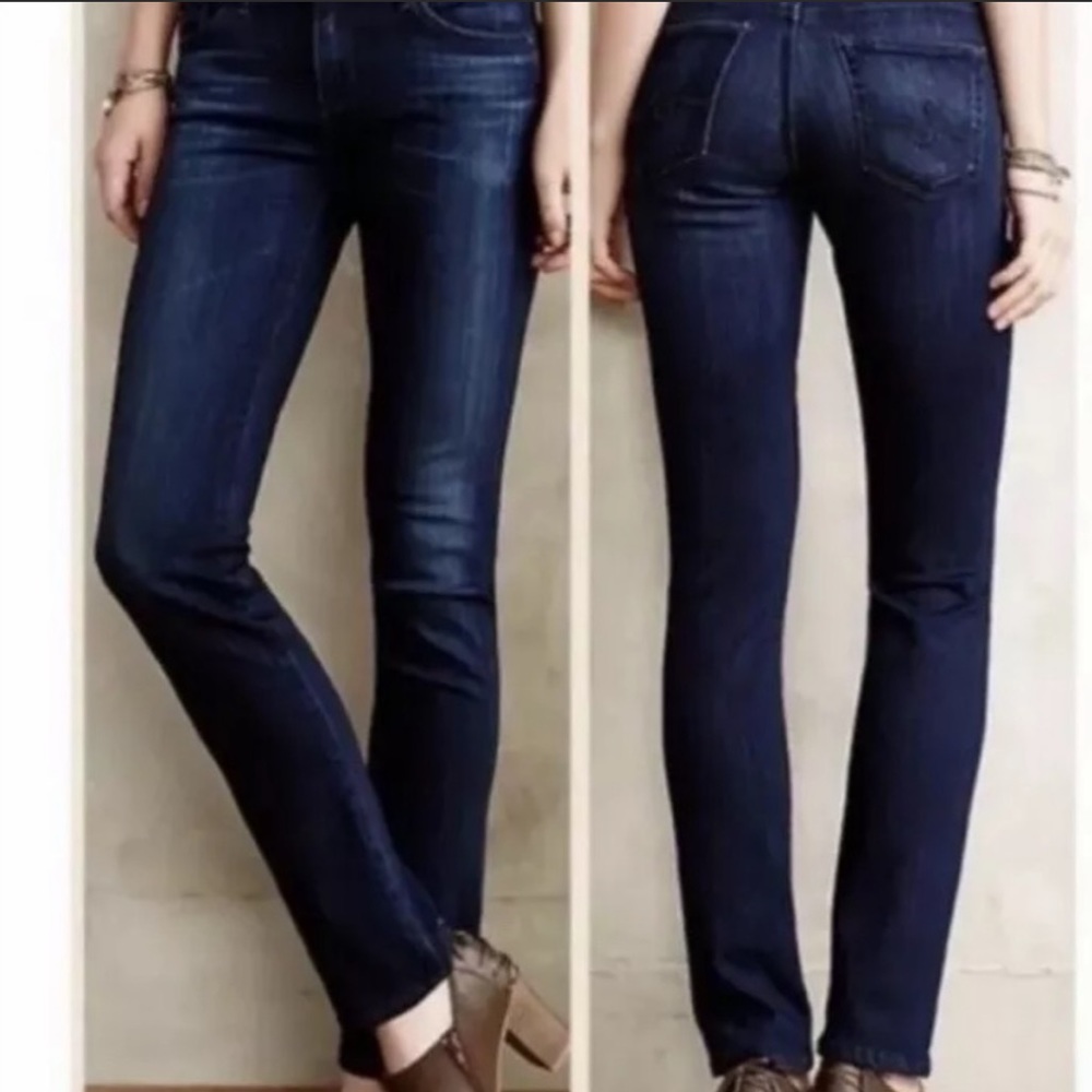 AG Anthropologie Adriano Goldschmied high Rise Stevie Slim Straight Ankle Jean